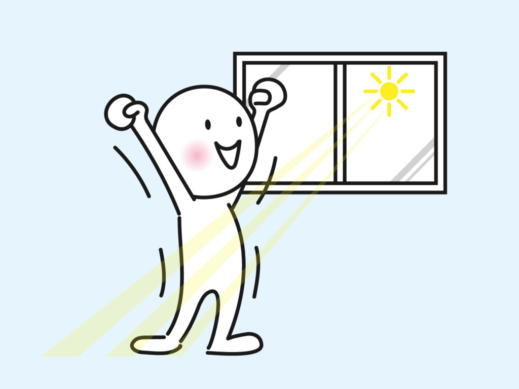 太陽の光を浴びる