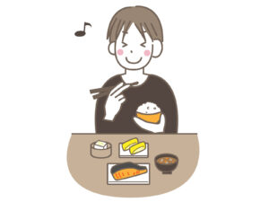 朝食を楽しむ男性